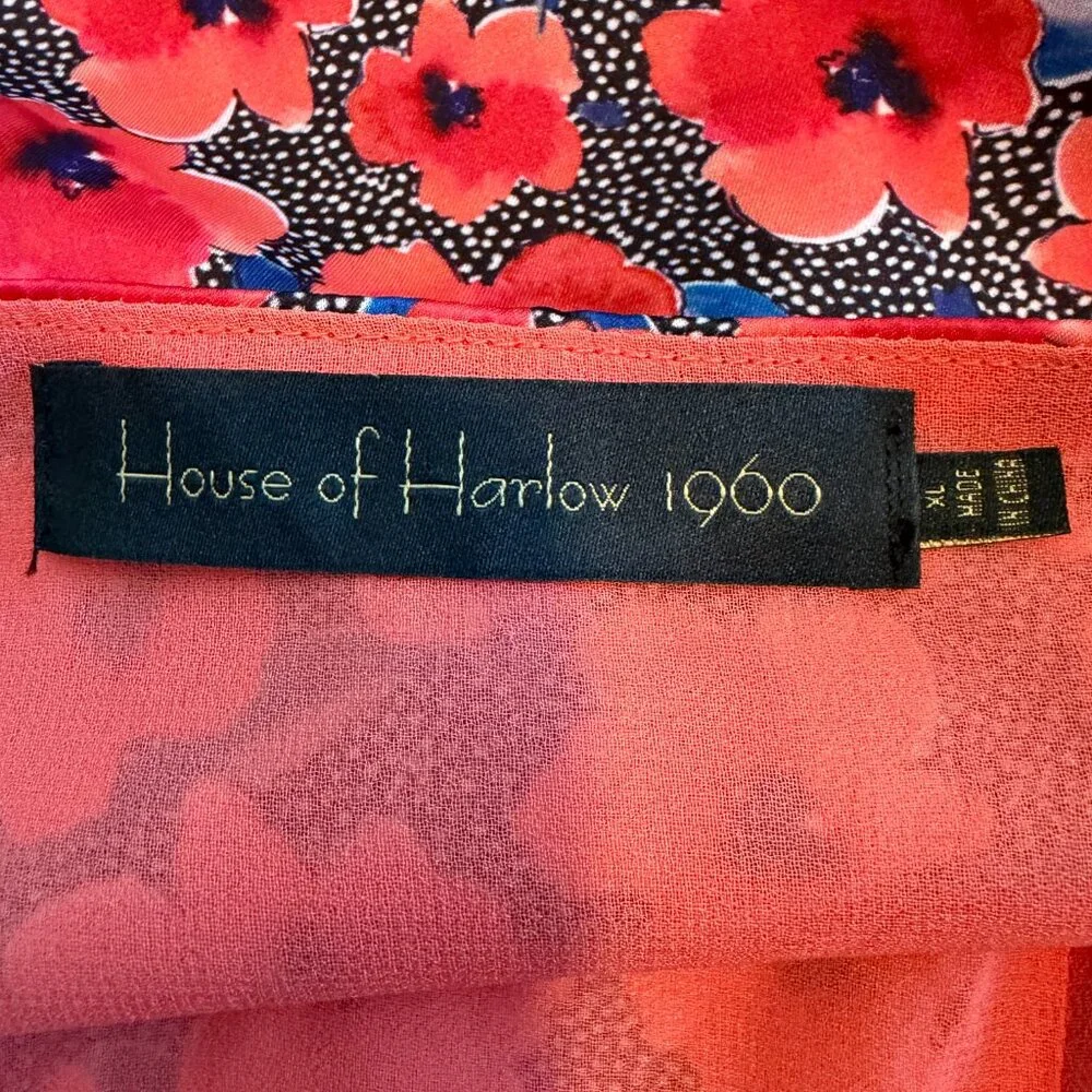 HOUSE OF HARLOW 1960 x Revolve Aja Red Poppy Floral Mini Wrap Dress XL - Picture 12 of 14
